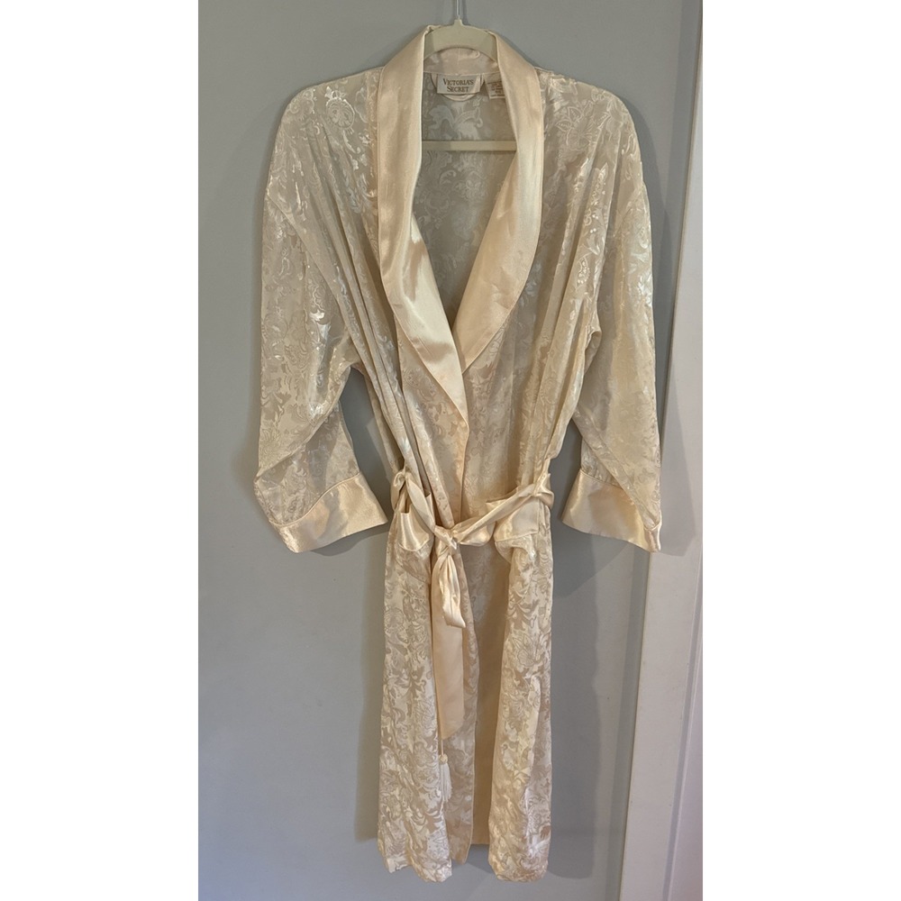 Vintage "Gold Label" Victoria's Secret Women's Satin Kimono Robe 80-90s size P/S